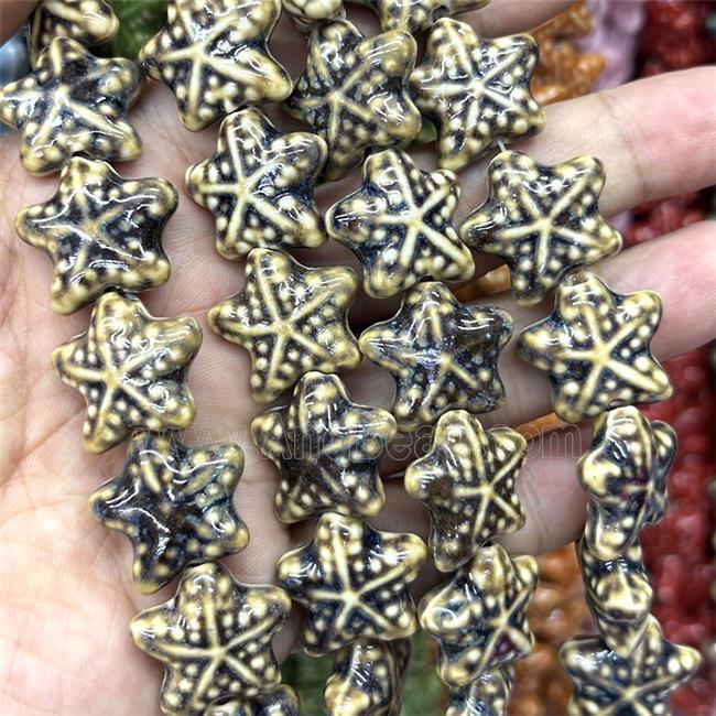 Porcelain Starfish Beads Black