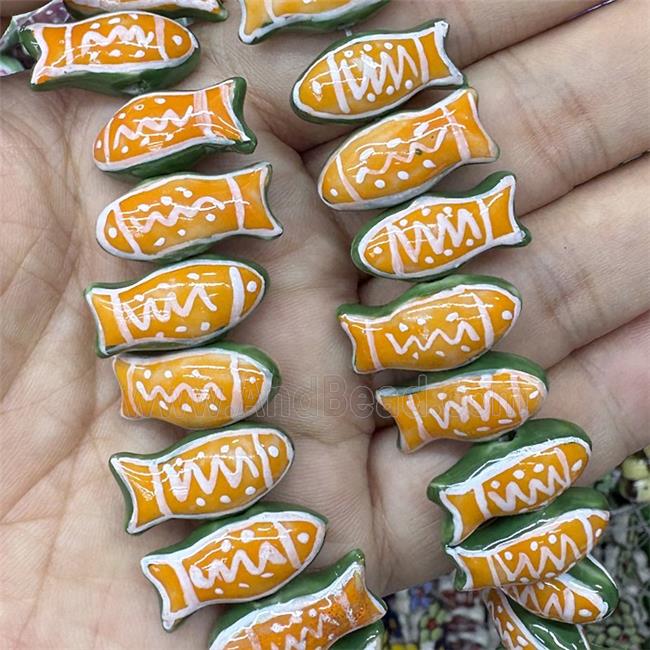 Porcelain Fish Beads Orange