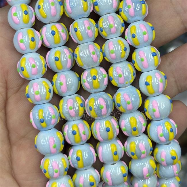 Porcelain Round Beads Halloween Pumpkin