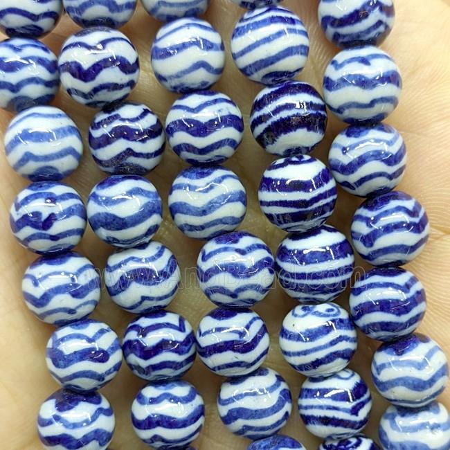 Porcelain Round Beads Blue Wave