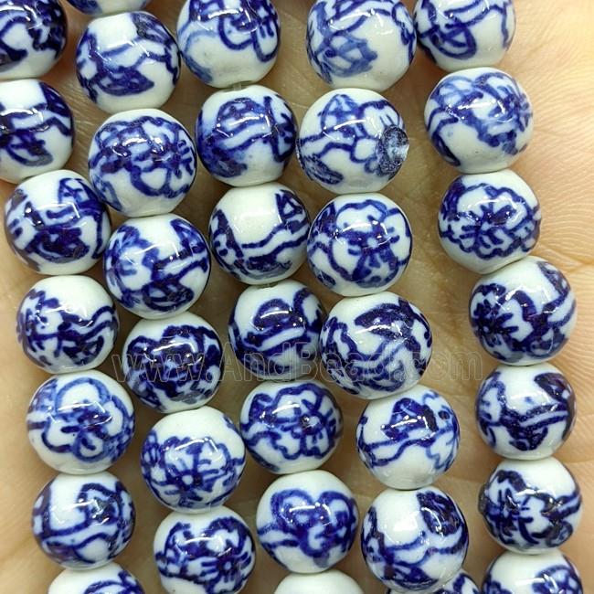 Porcelain Round Beads Blue