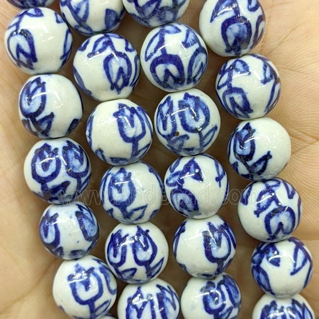Porcelain Round Beads Blue