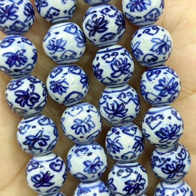 Porcelain Round Beads Blue