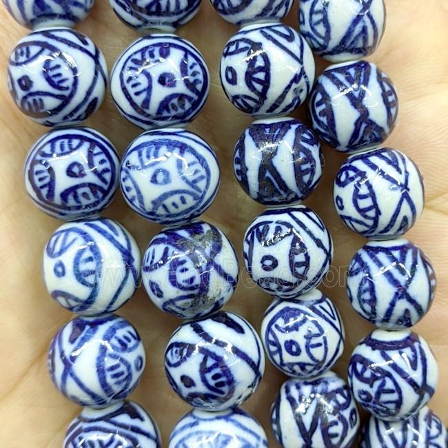 Porcelain Round Beads Blue