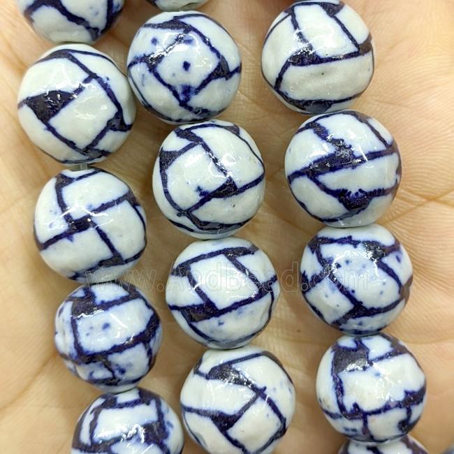 Porcelain Round Beads Blue