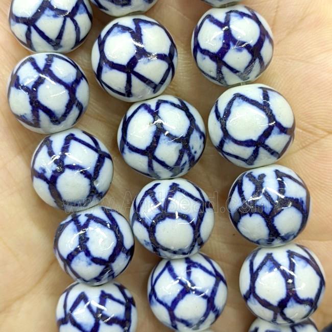 Porcelain Round Beads Blue