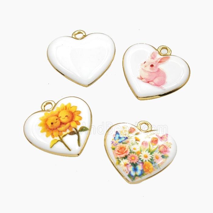 Porcelain Heart Pendant Painted Mixed Color