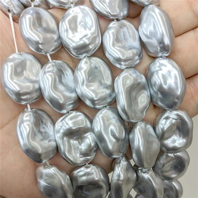 Baroque Style Pearlized Shell Beads Freeform Graysilver