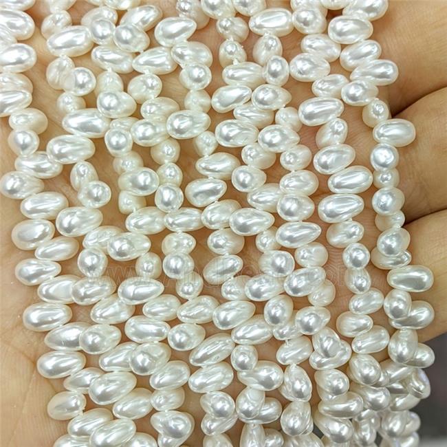 White Pearlized Shell Beads Freeform
