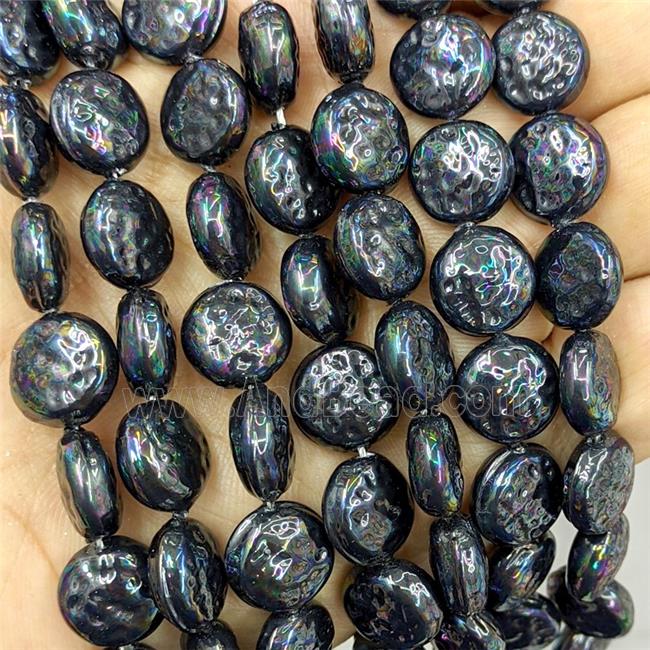 Pearlized Shell Coin Beads Black Dye
