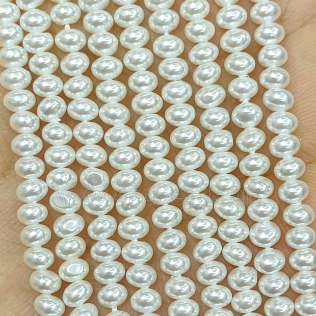 White Pearlized Shell Beads Smooth Rondelle