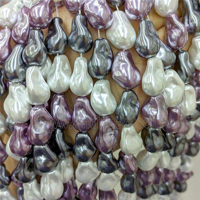 Baroque Style Pearlized Shell Beads Freeform Mixed Color