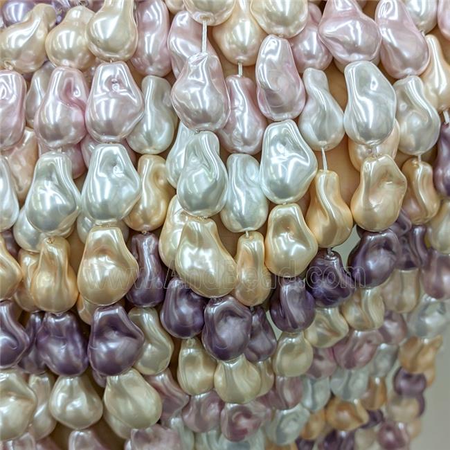 Baroque Style Pearlized Shell Beads Freeform Mixed Color