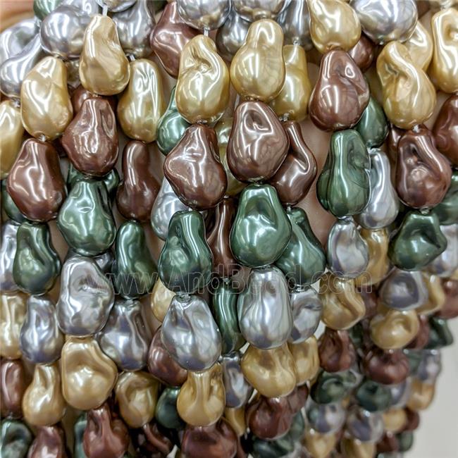 Baroque Style Pearlized Shell Beads Freeform Mixed Color