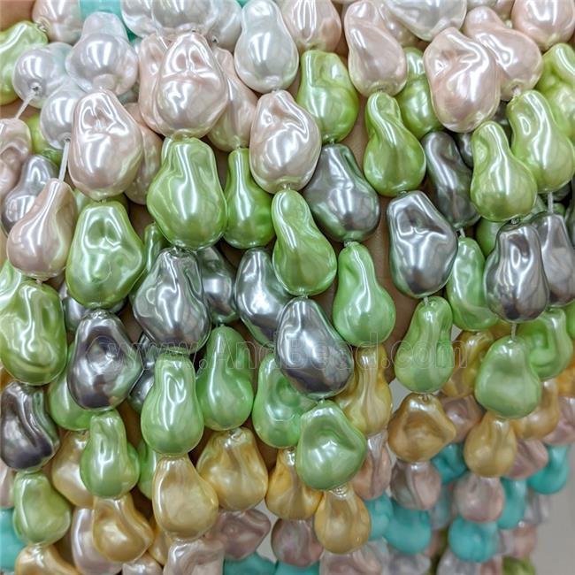 Baroque Style Pearlized Shell Beads Freeform Mixed Color