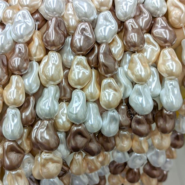 Baroque Style Pearlized Shell Beads Freeform Mixed Color