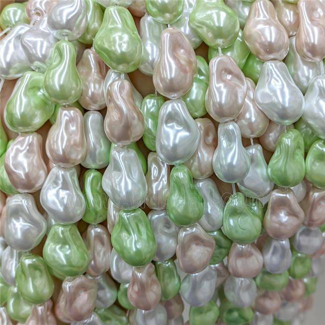 Baroque Style Pearlized Shell Beads Freeform Mixed Color