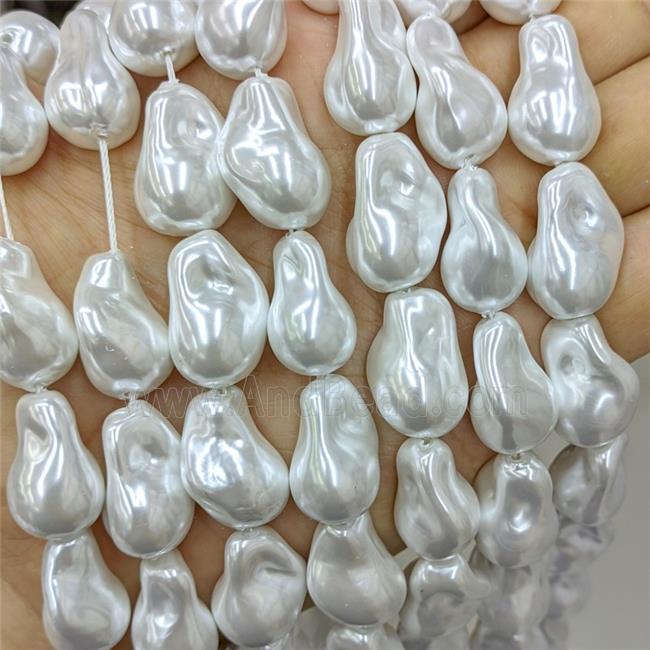 Baroque Style White Pearlized Shell Beads Freeform