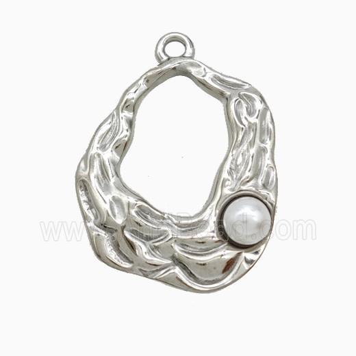 Raw Stainless Steel Pendant Pave Resin Hammered