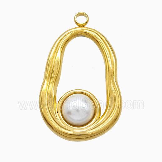 Stainless Steel Teardrop Pendant Pave Resin Gold Plated