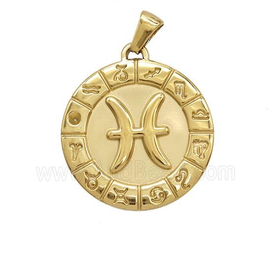 Stainless Steel Pendant, Gold Plated
