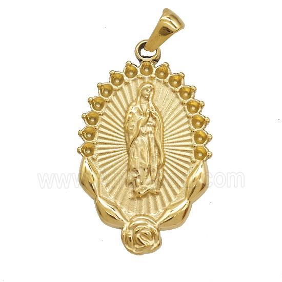 304 Stainless Steel Virgin Mary Pendant Gold Plated