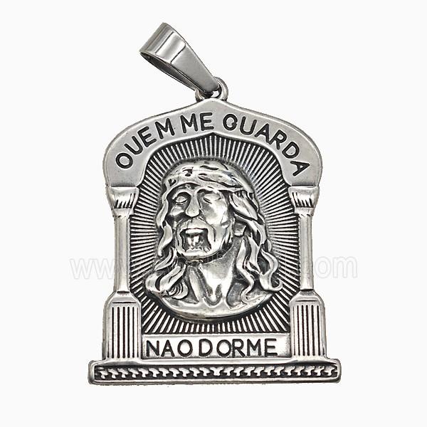 Raw 304 Stainless Steel Jesus Pendant Antique Silver