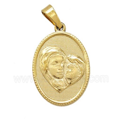 Stainless Steel Virgin Mary Baby Pendant Gold Plated