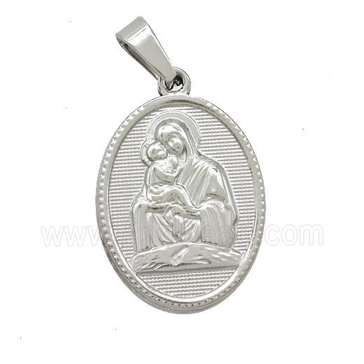 Raw Stainless Steel Virgin Mary Baby Pendant