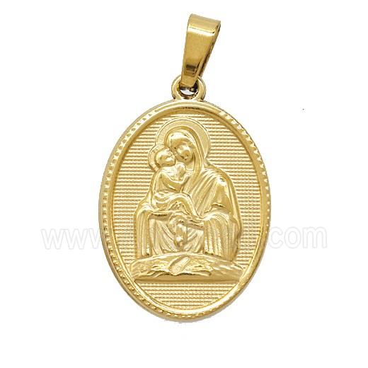 Stainless Steel Virgin Mary Baby Pendant Gold Plated
