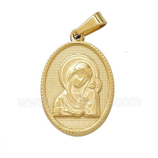 Stainless Steel Virgin Mary Pendant Gold Plated