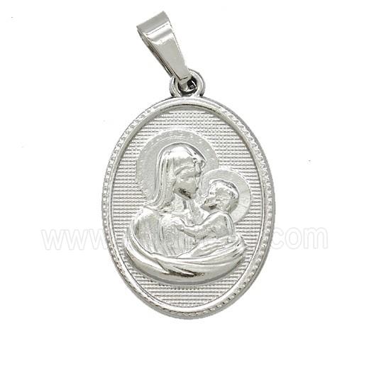 Raw Stainless Steel Virgin Mary Baby Pendant