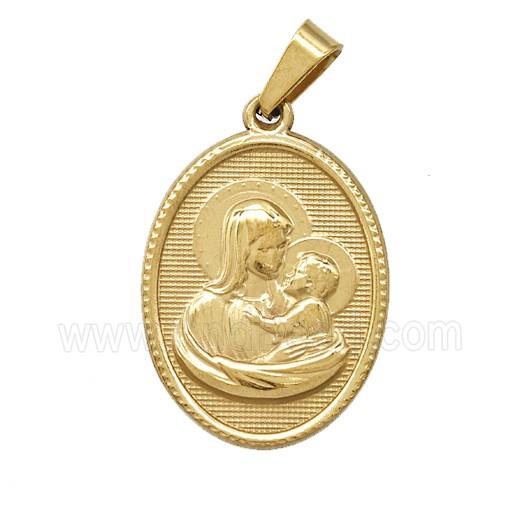 Stainless Steel Virgin Mary Baby Pendant Gold Plated