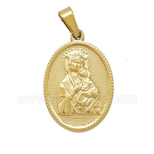 304 Stainless Steel Virgin Mary Baby Pendant Gold Plated