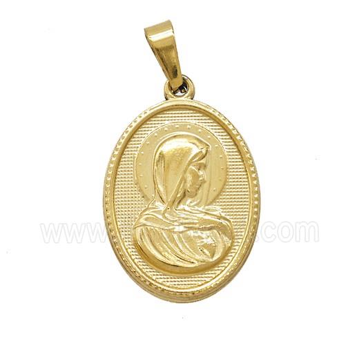 Stainless Steel Virgin Mary Pendant Gold Plated