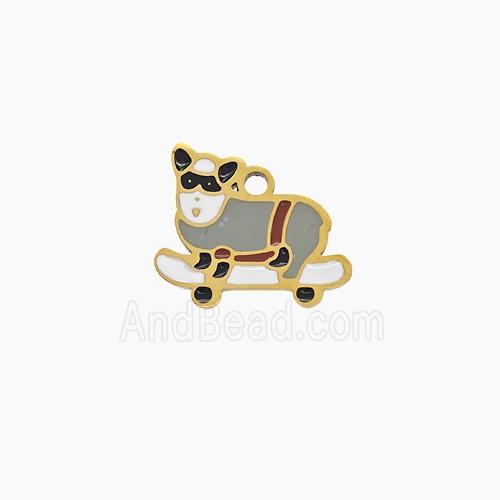 Enamel Stainless Steel Pendant, Gold Plated