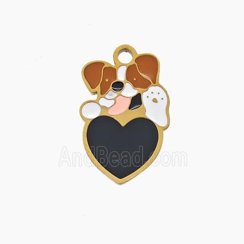 Enamel Stainless Steel Pendant, Gold Plated