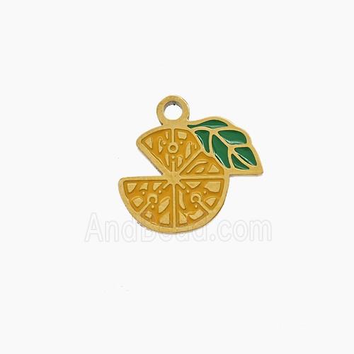 Enamel Stainless Steel Pendant, Gold Plated