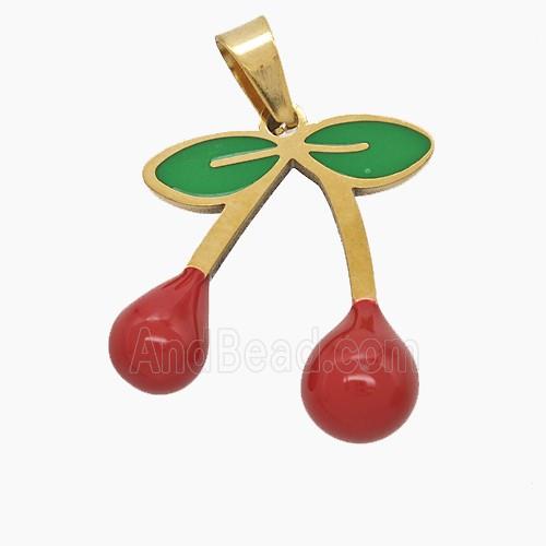 Enamel Stainless Steel Pendant, Gold Plated