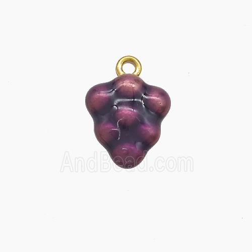 Enamel Stainless Steel Pendant, Gold Plated
