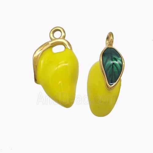 Enamel Stainless Steel Pendant, Gold Plated