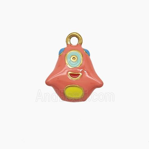 Enamel Stainless Steel Pendant, Gold Plated