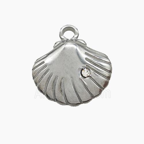 Raw Stainless Steel Scallop Shell Pendant
