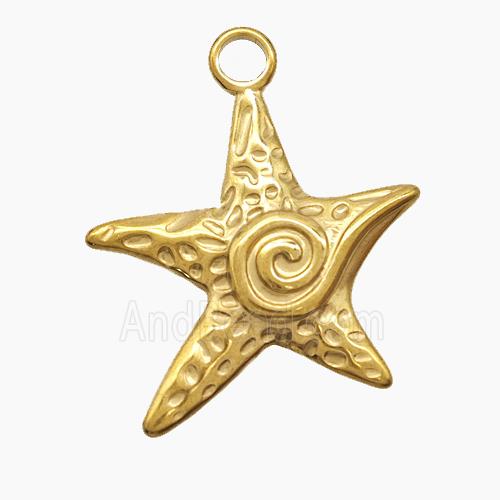 Stainless Steel Starfish Pendant Gold Plated