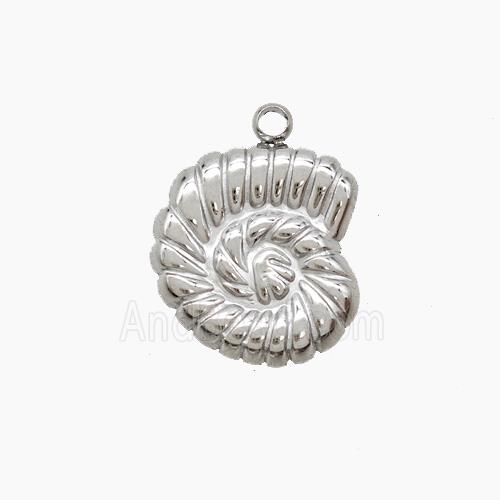 Raw Stainless Steel Spiral Shell Pendant