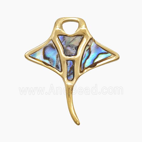 Manta Ray Charms Stainless Steel Ocean Whale Pendant Pave Abalone Shell Gold Plated