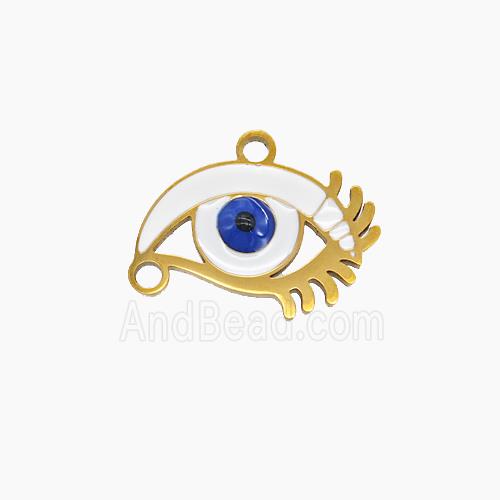 Stainless Steel Eye Pendant White Enamel Gold Plated