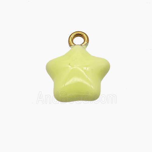 Stainless Steel Star Pendant Yellow Enamel Gold Plated
