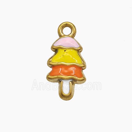 Christmas Tree Charms Stainless Steel Pendant Multicolor Enamel Gold plated