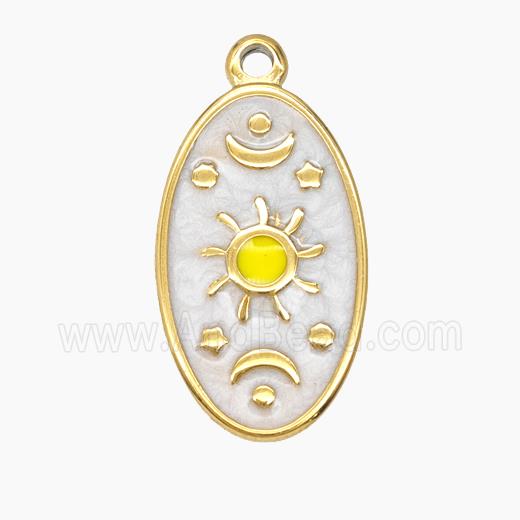 Enamel Stainless Steel Pendant, Gold plated